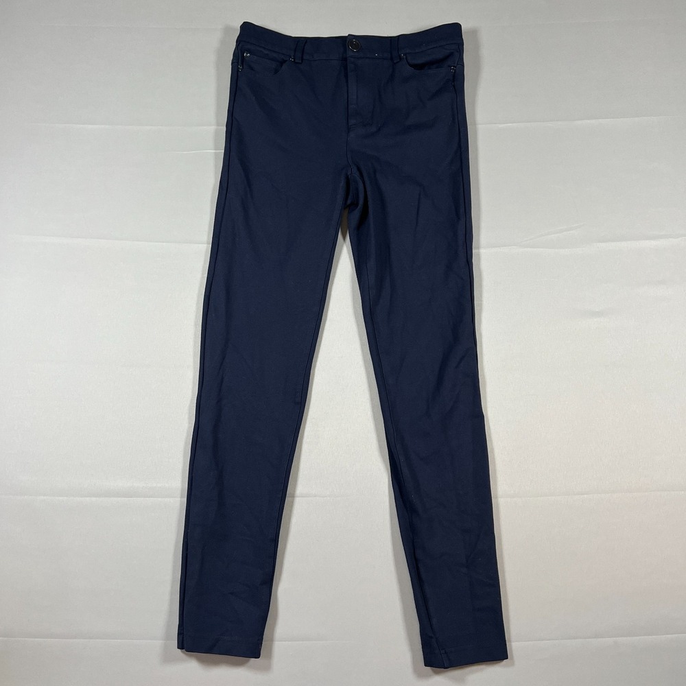 Golbary Casual Pants Womens‎ 38 Navy Viscose Stretch Zip Fly Mid Rise Skinny Leg